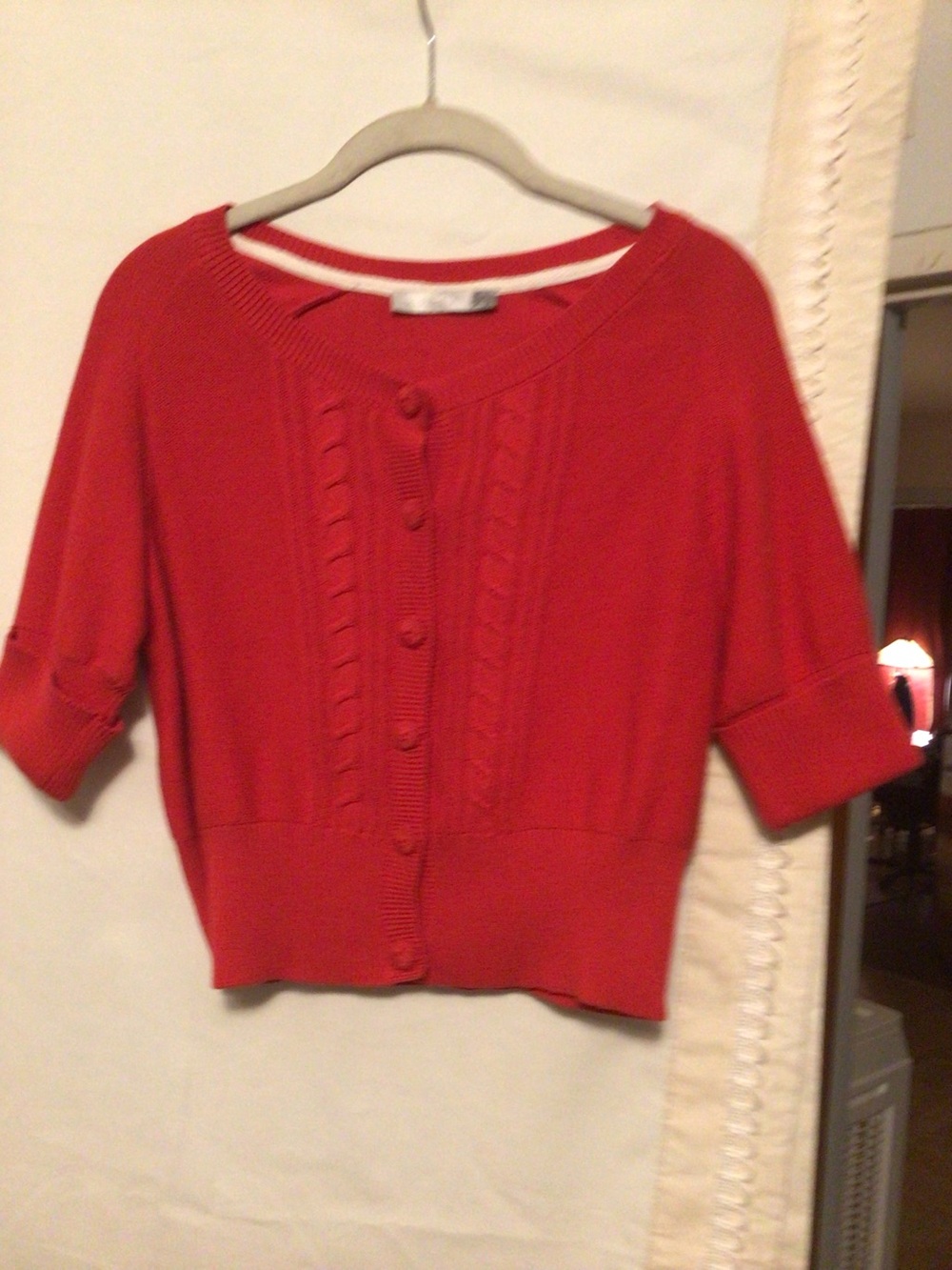KOTN 100% Cotton red shirt knitted cardigan blouse SZ L